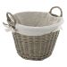 De Vielle Natural Wicker Round Basket with Canvas Liner - Grey