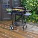 Kingfisher Traditional Oval Steel Trolley BBQ with 4 Position Cooking Grid and Side Shelves