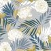 Navy & Gold Exotic Flowers Tablecloth - Price per Metre