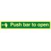 Push bar to open - Photoluminescent Sign (300 x 100mm)
