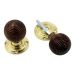 Rosewood Reeded Rim/Mortice Knob (Unsprung) - Polished Brass Rose