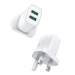 Mini fast charger plug with 2 X USB ports