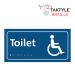 Toilet (With Disabled Symbol) Sign Self Adhesive Taktyle - Blue (300mm x 150mm)