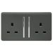 Trendi 2 Gang Long Switched Plug Socket 13amp - Charcoal Grey
