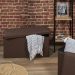 Brown Folding Chest Bench – Storage Ottoman with PU Leather Seat