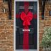 Christmas Door Bow Red – Adjustable Fabric Festive Decoration for Standard Doors