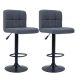 Fabric Covered Bar Stools – Set of 2 I Adjustable Dark Grey Cushioned Seats