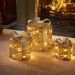 GlitterTwist Gold Gift Boxes Set of 3 – Light Up Christmas Decoration with Ribbon Detail