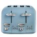 DeLonghi Argento Flora 4 Slice Toaster Blue Wide Slot Toaster with Defrost Function and 6 Browning Levels