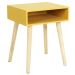 Yellow Scandinavian Bedside Table – Rectangular Pine and MDF Nightstand with Open Storage Niche