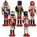 Wooden Nutcracker Figurines Set of 5 – Christmas Tree Decorations with Hanging and Standing Options