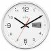 Kalendar 27cm Sweep Wall Clock with Day and Date Display – Silent Non-Ticking Silver Wall Clock