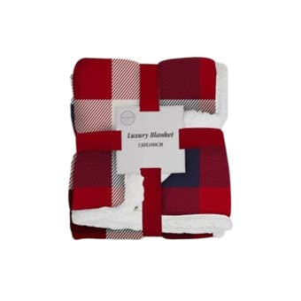 Deluxe Throw Red & Navy Check