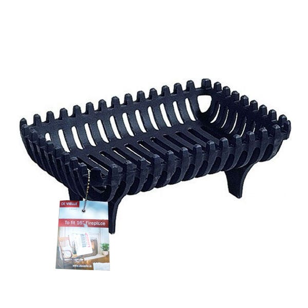 De Vielle Fireside Fire Basket Dog Grate - 16" Black
