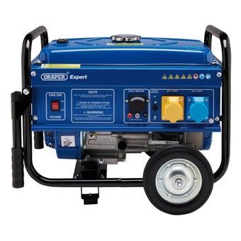 Draper Expert 2500W Petrol Generator with Dual Voltage Output, Recoil Start, and Wheels for Easy Mobility