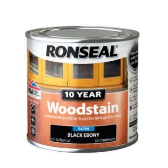 Ronseal Satin 10 Year Woodstain - Black Ebony 250ml