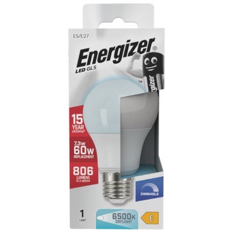 Energizer Led 7.3W (60W) 806 Lumens E27 Opal GLS Lamp Daylight 6500K Dimmable