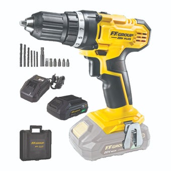 FF Group Cordless Drill Driver CDD/35 20V Plus with 1x 2.0Ah Battery and Carry Case – 35Nm Torque, Variable Speed, Lightweight Design