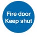 Blue PVC Scripted Fire Door Keep Shut Sign - 100mmx100mm