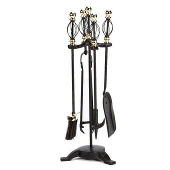 Inglenook Black & Brass Scroll Top Five Piece Companion Set