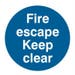 Fire escape Keep clear - Self Adhesive Sign (150mm x 150mm)