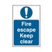 Fire escape Keep clear - PVC Sign (200mm x 300mm)