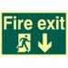 Fire exit running man arrow down - Self Adhesive Sign (300 x 200mm)