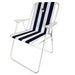Folding Camp Chair with Arm Rests – Lightweight, Portable Outdoor Chair in Dark Blue and White Stripes
