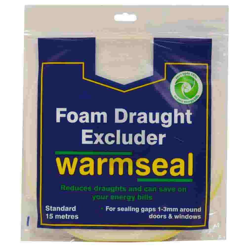 Warmseal Standard PVC Foam Draught Excluder - White 15m
