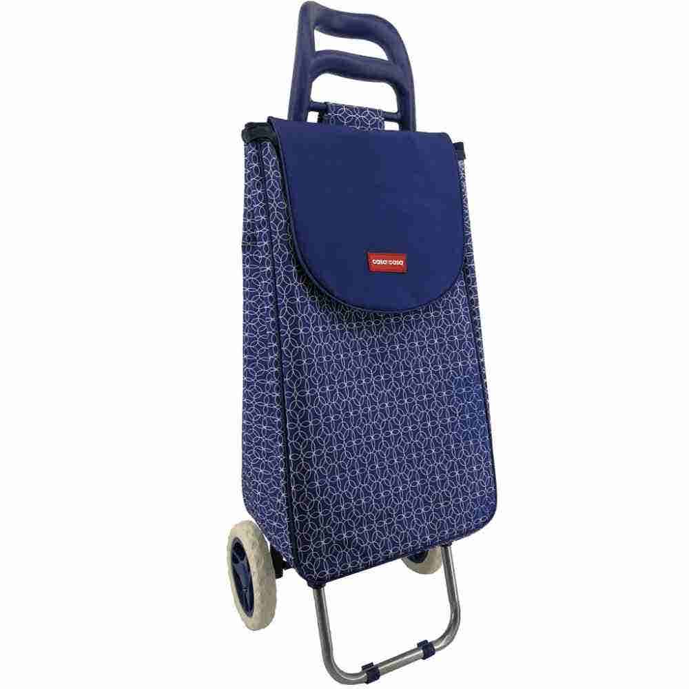 Casa Geometric Navy 2-Wheel Shopping Trolley