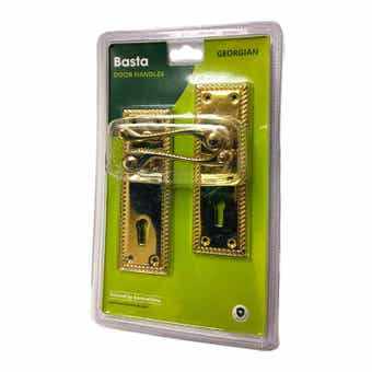 Listers Polished Brass Georgian Lever Lock Door Handle Set
