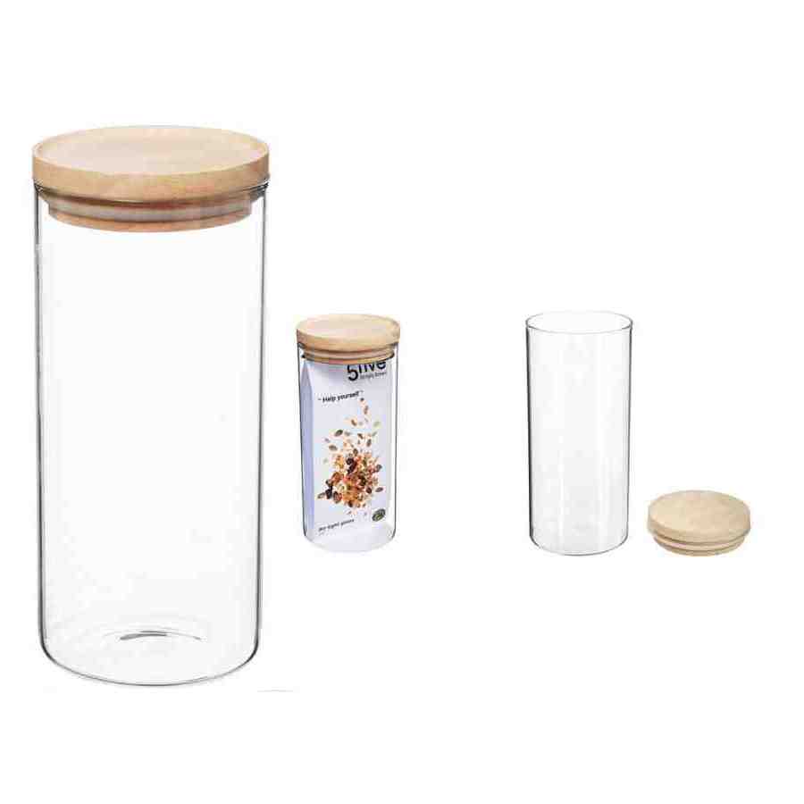 Glass Jar With Wood Lid - 1.3L