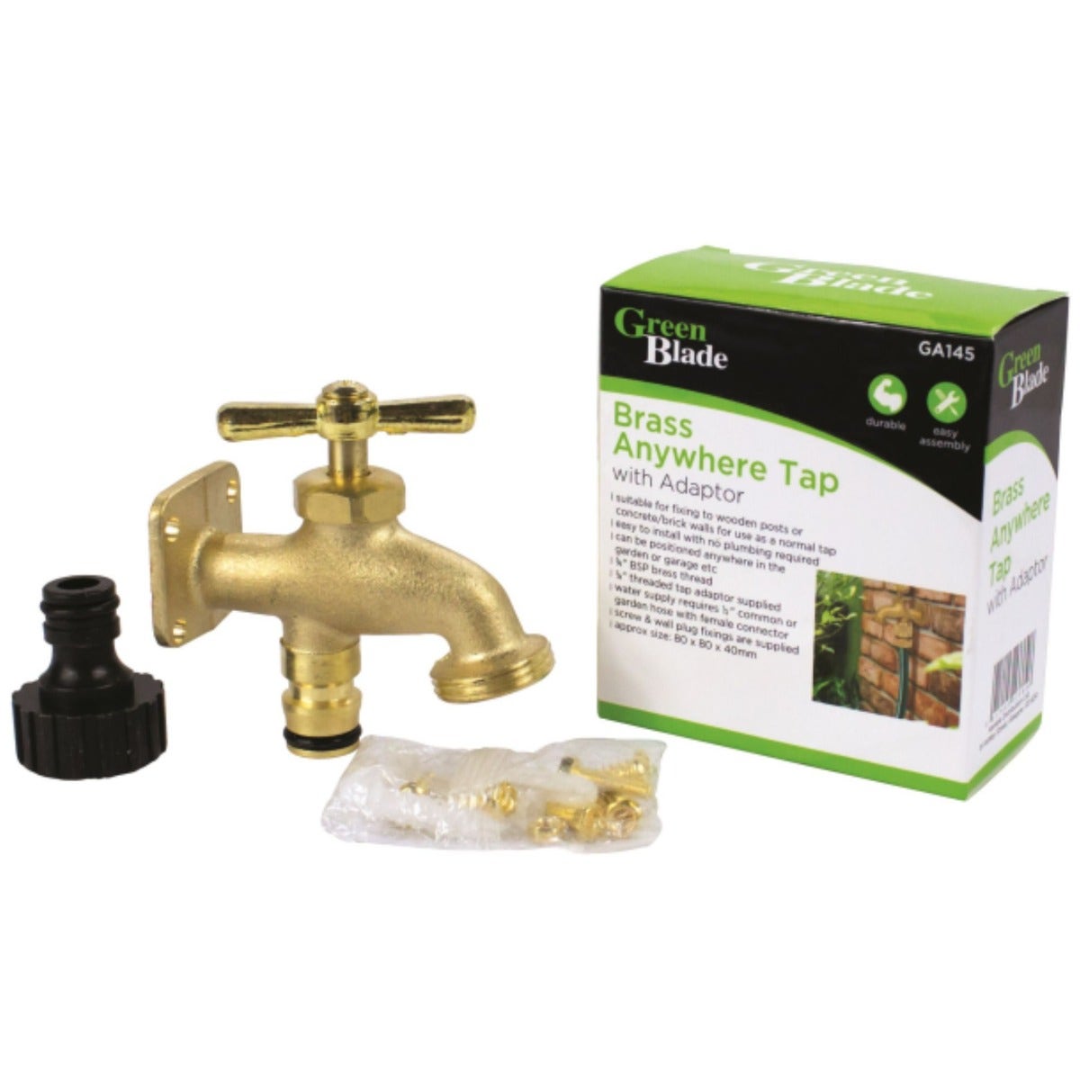 Green Blade Brass Anywhere Tap with Adaptor 