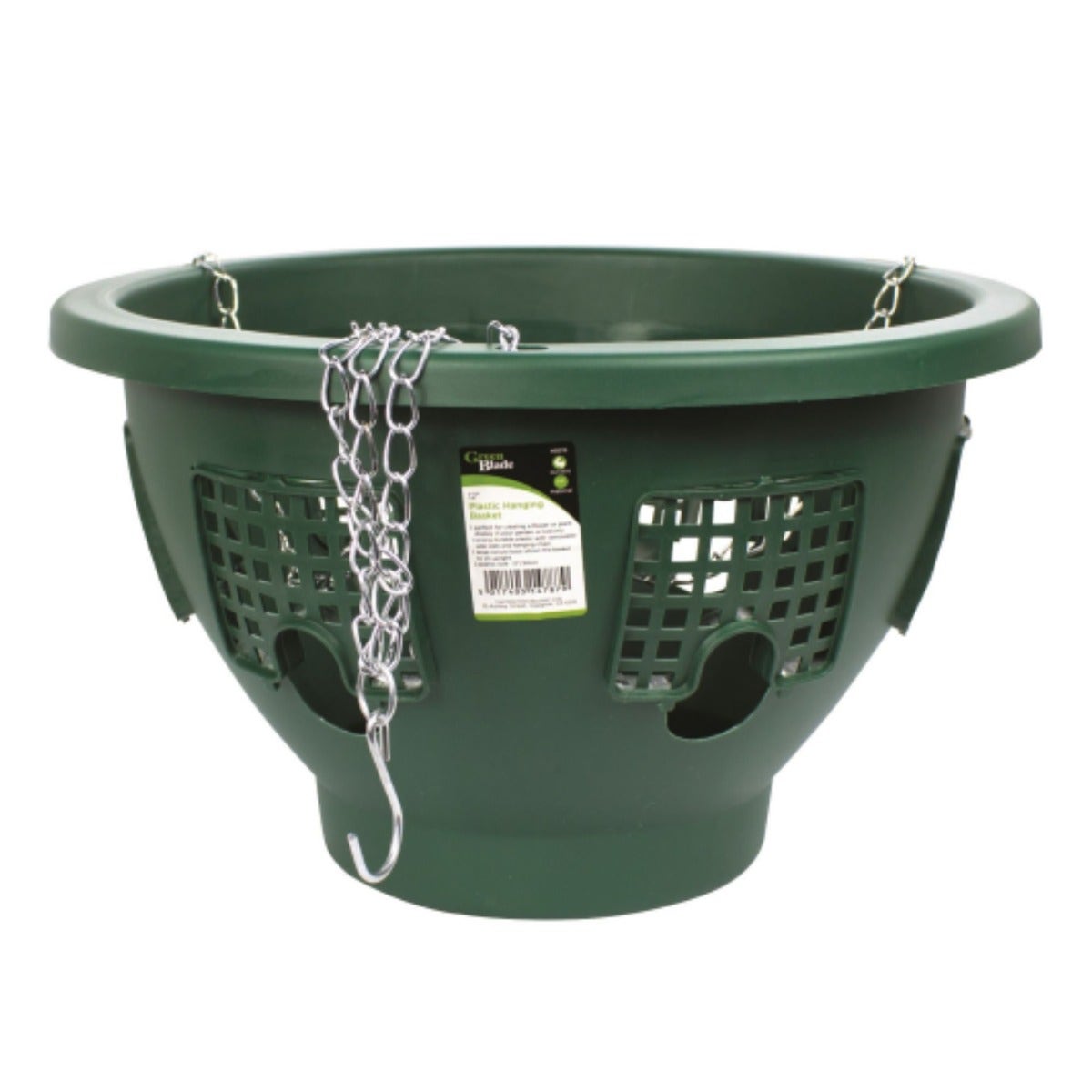 Green Blade Plastic Hanging Basket 12"