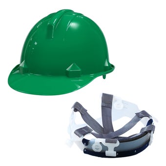 Green Safety Helmet with Chinstrap