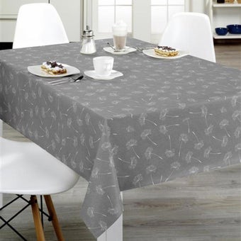 Grey Dandelion Design Oilcloth - Price per metre