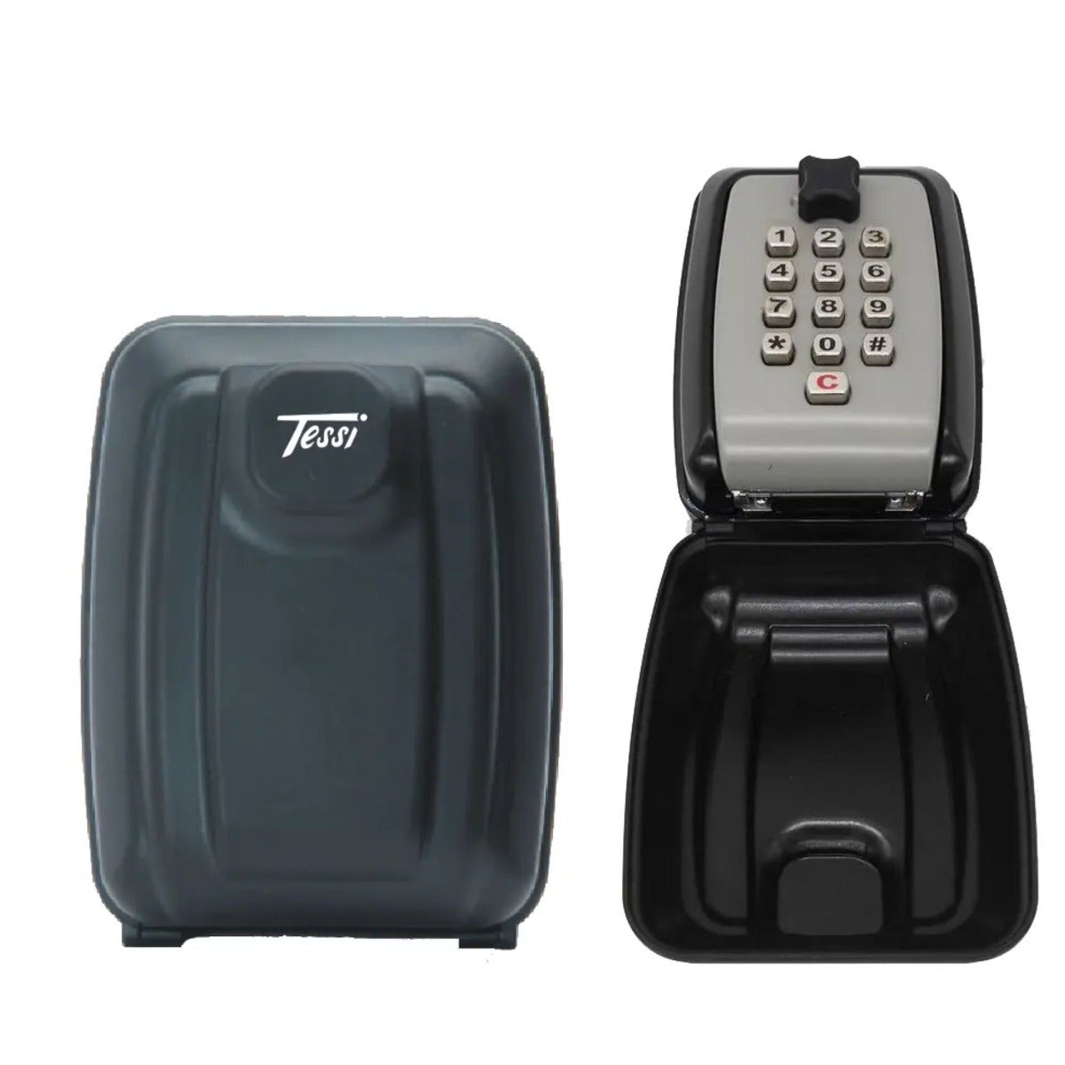 Tessi Heavy-Duty Outdoor Key Lock Box with Customizable 4-8 Digit Code and Extra-Large Storage Compartment