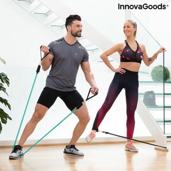 InnovaGoods Resistance Band Set with Accessories and Exercise Guide - Pack of 3