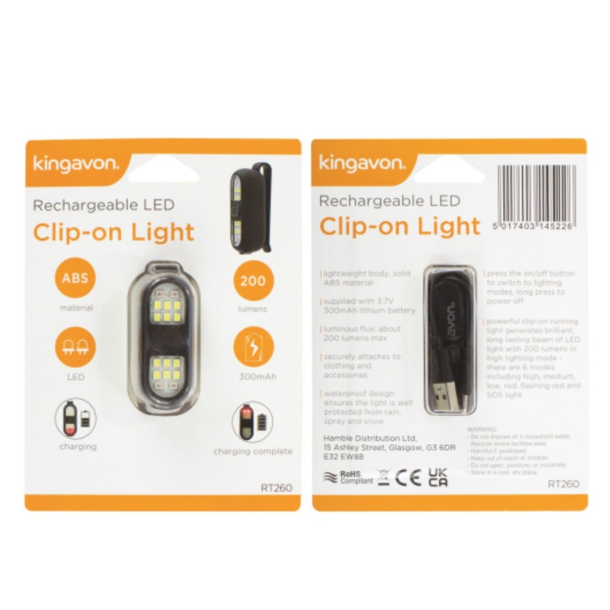 Kingavon Rechargeable Led Clip On Light