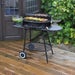 Kingfisher Traditional Oval Steel Trolley BBQ with 4 Position Cooking Grid and Side Shelves