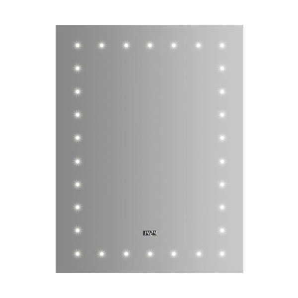 Tema Lismore IP44 Touch LED Mirror With Clock 50cm x 70cm