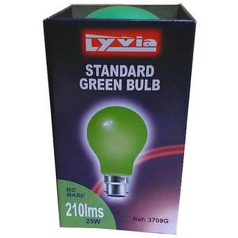 Lyvia 25W Standard GLS GREEN Bayonet Cap Fitting B22/ BC Light Bulb