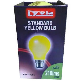 Lyvia 25W Standard GLS YELLOW Bayonet Cap Fitting B22/ BC Light Bulb