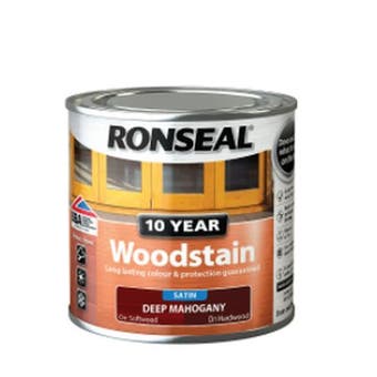 Ronseal Satin 10 Year Woodstain - Deep Mahogany 250ml