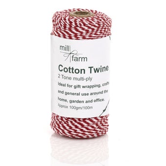 Mill Farm 2 Tone Cotton Twine 100g Spool Red/White