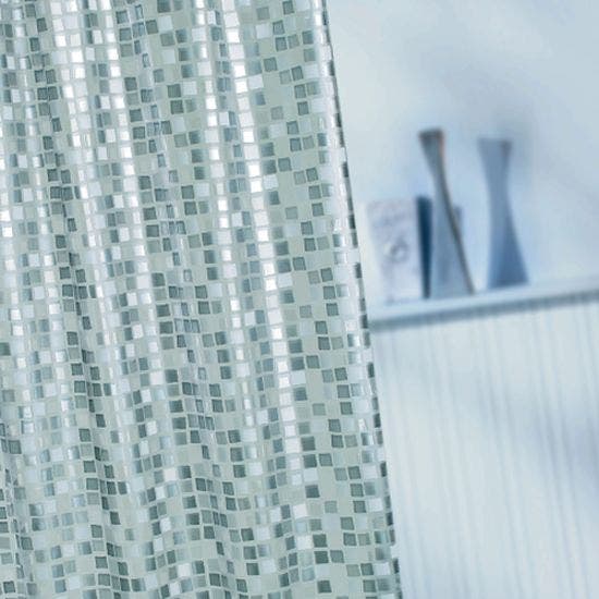 Silver Mosaic PVC Shower Curtain