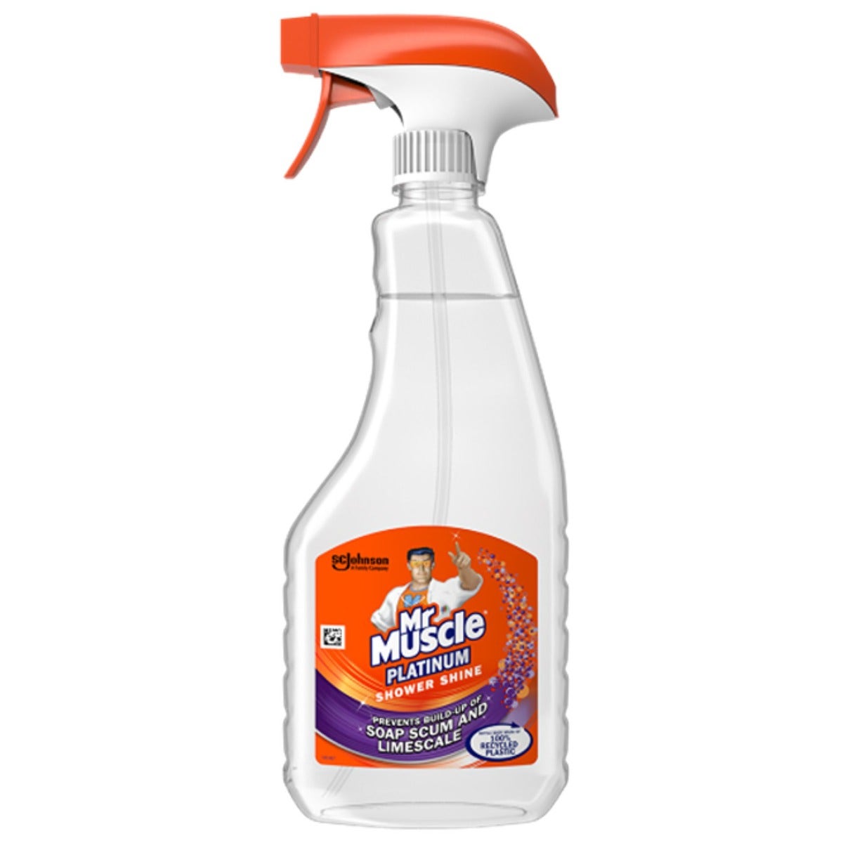 Mr Muscle Platinum Shower Spray 500ml – Daily Shower Cleaner for Limescale, Soap Scum, Grout, and Grime Removal