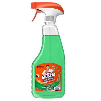 Mr Muscle Platinum Window & Glass Cleaner 500ml – Streak-Free Shine with Vinegar Power for Glass, Mirrors, and Windows