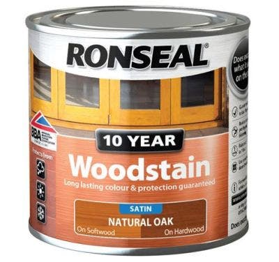Ronseal Satin 10 Year Woodstain - Natural Oak 250ml