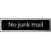 Self-Adhesive Chrome / Black No Junk Mail Sign - 200 x 50mm